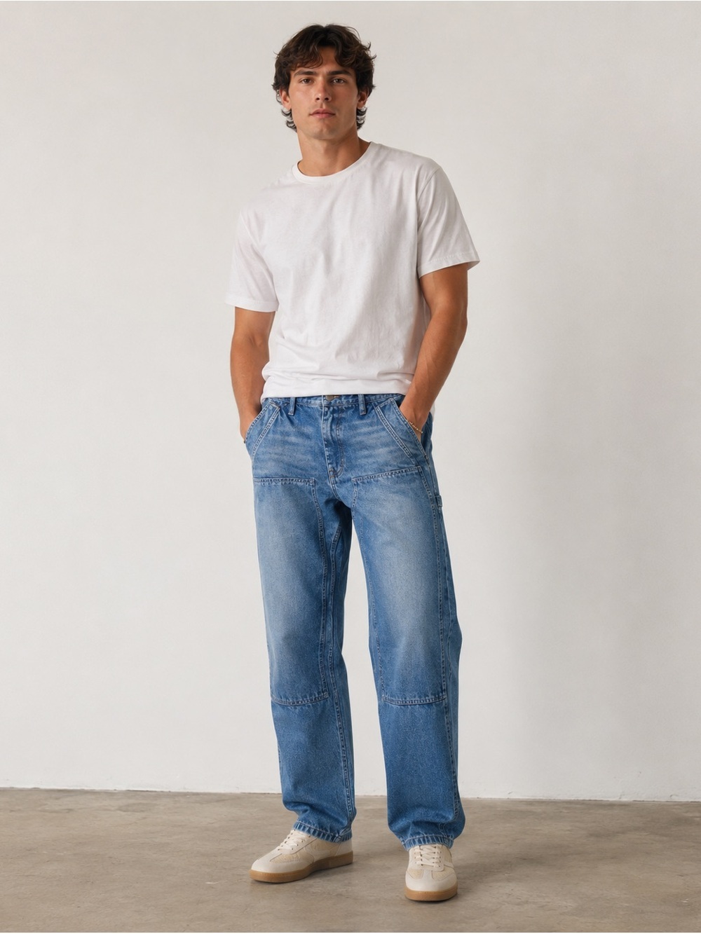 American Eagle Carpenter Jeans Medium Wash Utility Denim Workwear Pants 32x32